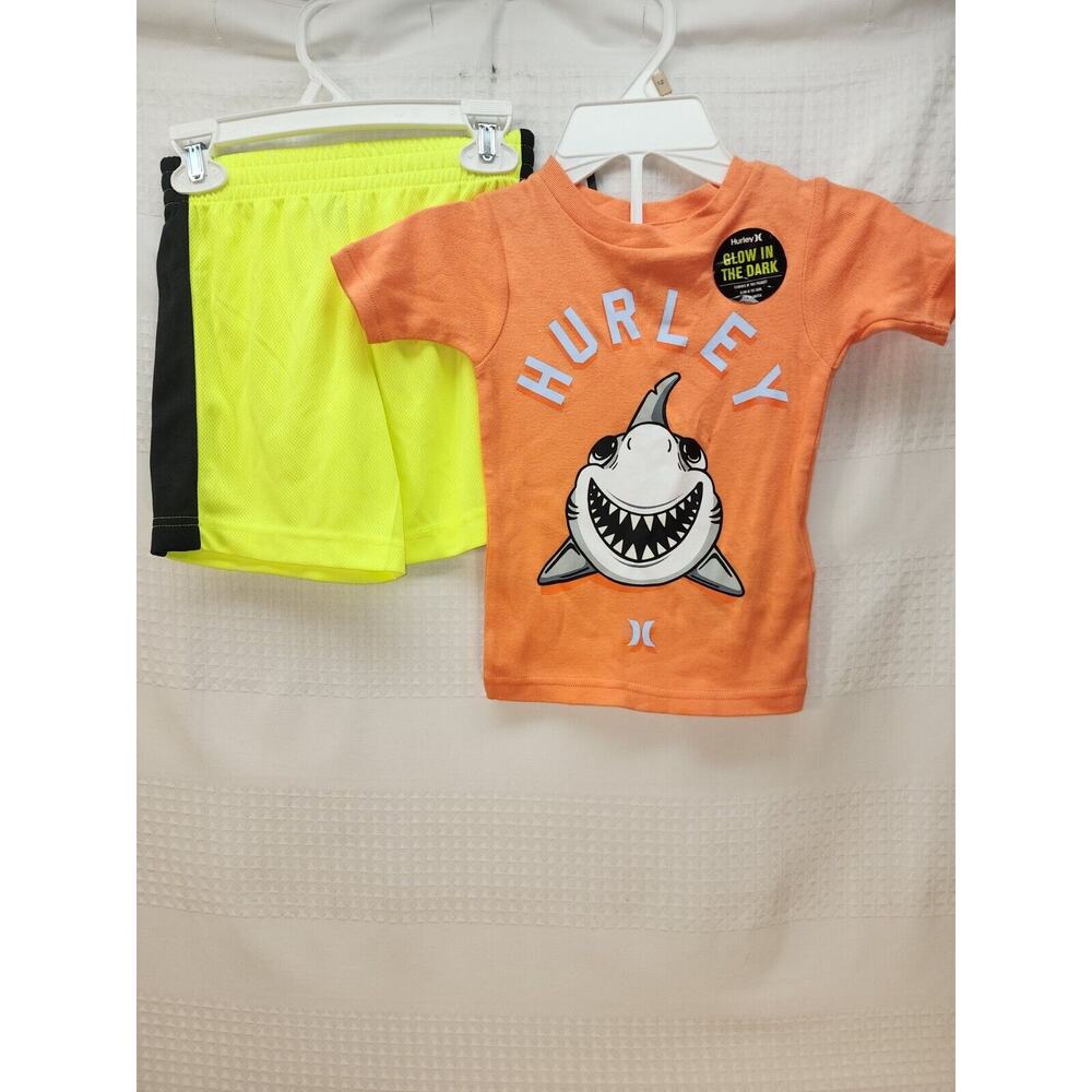 Hurley Outfit Boys Size 4 Shorts Short Sleeve Shirt Glow In The Dark Shirt